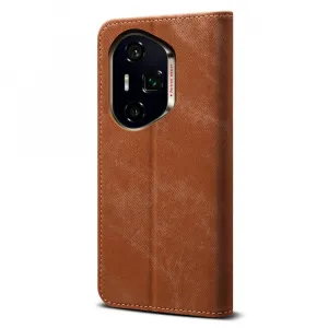 DENIM Peňaženkový kryt pre Honor 400 Pro 5G hnedý