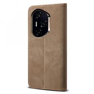 DENIM Peňaženkový kryt pre Honor 400 Pro 5G šedohnedý