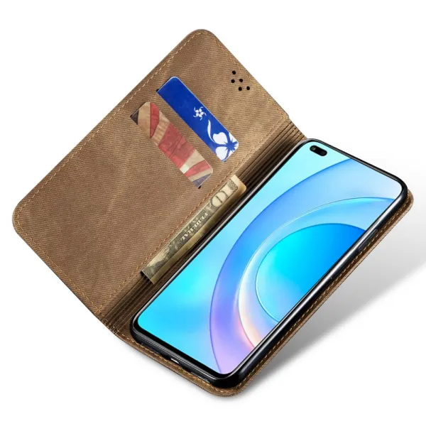 DENIM Peňaženkový kryt pre Honor 400 Pro 5G šedohnedý