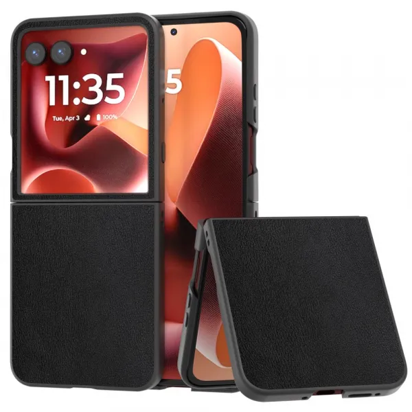 LEATHER Ochranný kryt pre Motorola Razr 60 Ultra / Razr 70 Ultra čierny
