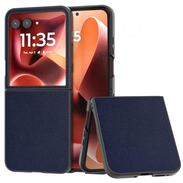 LEATHER Ochranný kryt pre Motorola Razr 60 Ultra / Razr 70 Ultra tmavomodrý