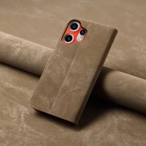 DENIM Peňaženkový kryt pre CMF Phone 2 Pro šedohnedý