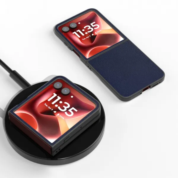 LEATHER Ochranný kryt pre Motorola Razr 60 Ultra / Razr 70 Ultra tmavomodrý