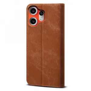 DENIM Peňaženkový kryt pre CMF Phone 2 Pro hnedý
