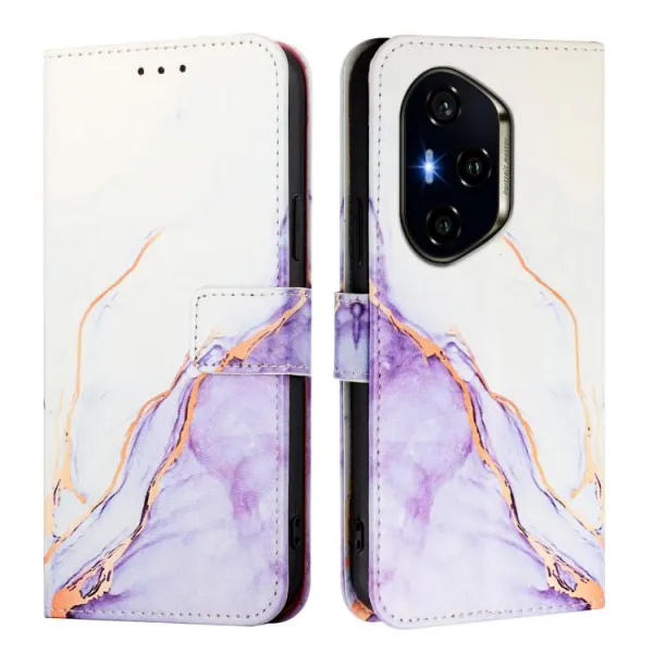 ART MARBLE Peňaženkový kryt pre Honor 400 5G WHITE PURPLE