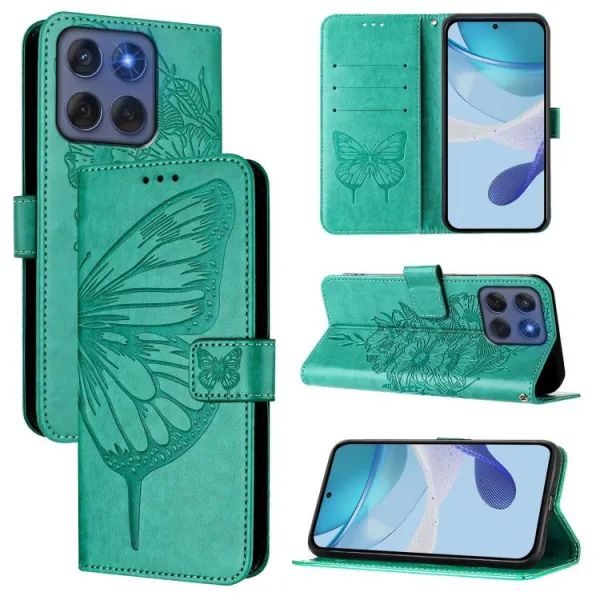 ART BUTTERFLY Peňaženkový obal pre Motorola Edge 60 / Edge 60 Fusion zelený