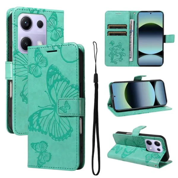 ART BUTTERFLY Peňaženkový obal pre Xiaomi Redmi Note 14S zelený