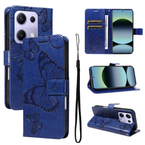 ART BUTTERFLY Peňaženkový obal pre Xiaomi Redmi Note 14S modrý
