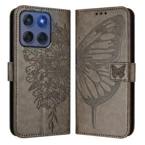 ART BUTTERFLY Peňaženkový obal pre Motorola Edge 60 / Edge 60 Fusion šedý