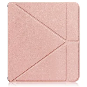LEATHER Zaklápací kryt pre Kobo Libra Colour ružový