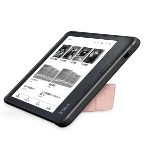 LEATHER Zaklápací kryt pre Kobo Libra Colour ružový