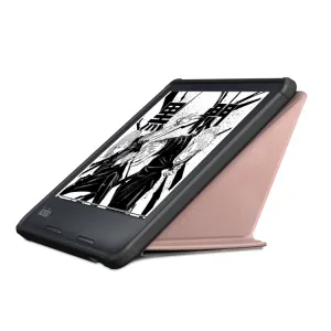 LEATHER Zaklápací kryt pre Kobo Libra Colour ružový