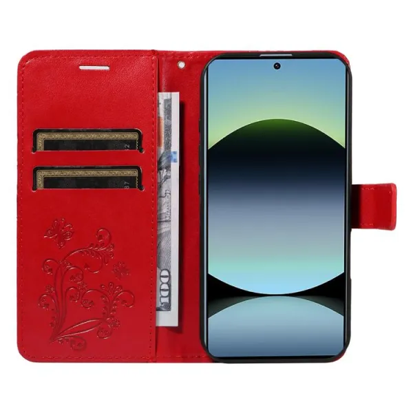ART BUTTERFLY Peňaženkový obal pre Xiaomi Redmi Note 14S červený