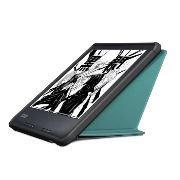 LEATHER Zaklápací kryt pre Kobo Libra Colour zelený