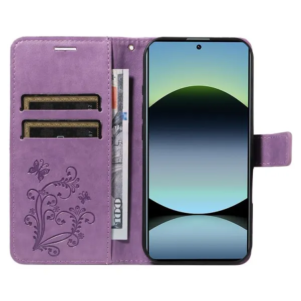 ART BUTTERFLY Peňaženkový obal pre Xiaomi Redmi Note 14S fialový
