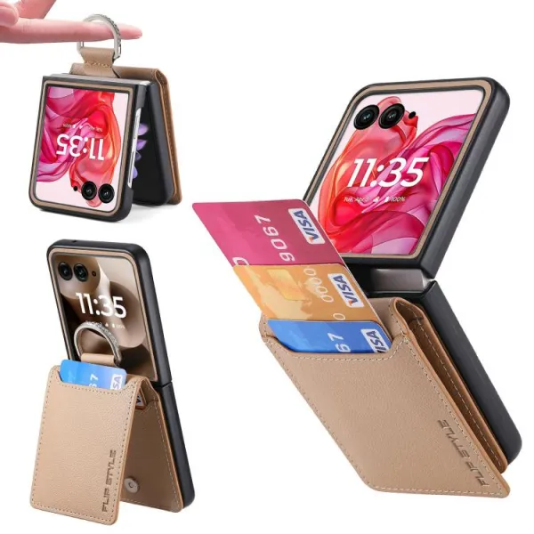 CARD Kryt s priehradkami pre karty Motorola Razr 60 Ultra / Razr 70 Ultra béžový