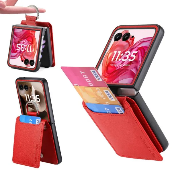 CARD Kryt s priehradkami pre karty Motorola Razr 60 / Razr 70 červený