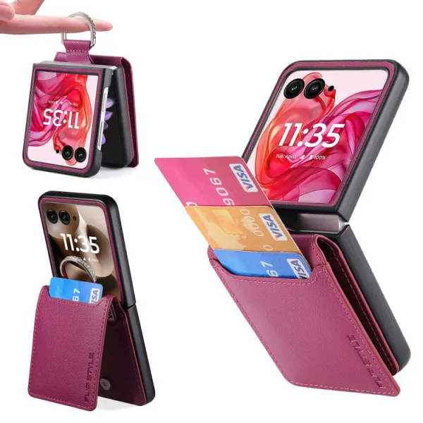 CARD Kryt s priehradkami pre karty Motorola Razr 60 / Razr 70 ružový
