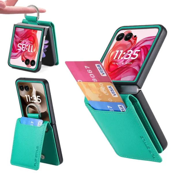 CARD Kryt s priehradkami pre karty Motorola Razr 60 / Razr 70 zelený