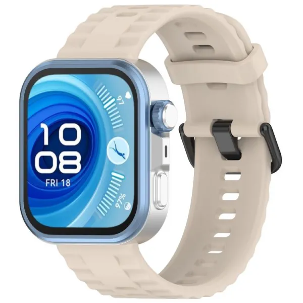 RIBBED Silikónový remienok pre Huawei Watch Fit 4 / Fit 4 Pro / Fit 5 / Fit 5 Pro béžový