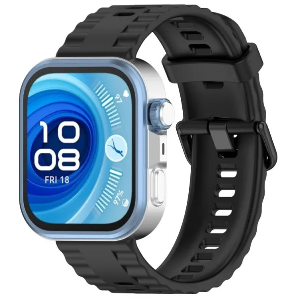 RIBBED Silikónový remienok pre Huawei Watch Fit 4 / Fit 4 Pro / Fit 5 / Fit 5 Pro čierny