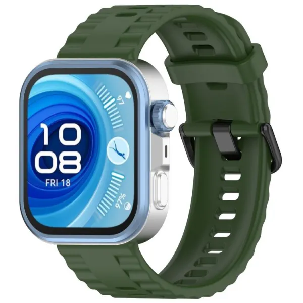 RIBBED Silikónový remienok pre Huawei Watch Fit 4 / Fit 4 Pro / Fit 5 / Fit 5 Pro tmavozelený