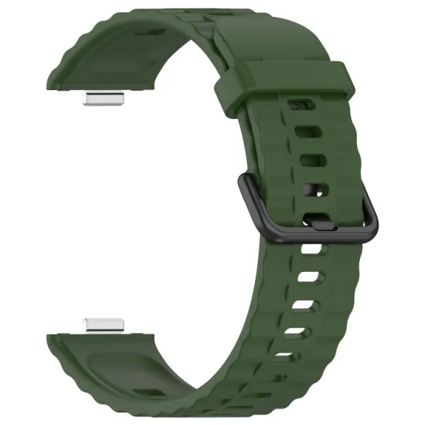 RIBBED Silikónový remienok pre Huawei Watch Fit 4 / Fit 4 Pro / Fit 5 / Fit 5 Pro tmavozelený