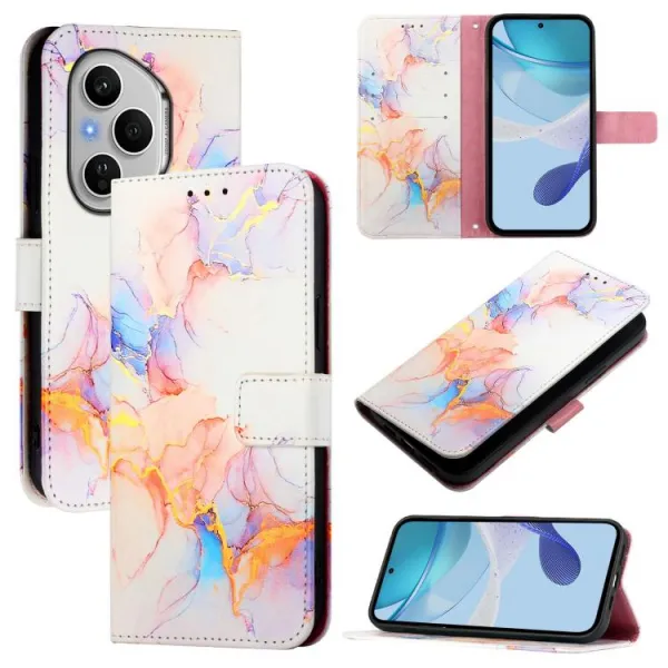 ART MARBLE Peňaženkový kryt pre Honor 400 Pro 5G WHITE ORANGE