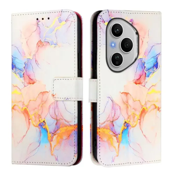ART MARBLE Peňaženkový kryt pre Honor 400 Pro 5G WHITE ORANGE