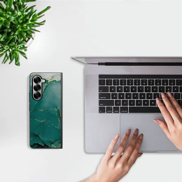 MY ART Ochranný kryt pre Samsung Galaxy Z Fold6 5G GREEN MARBLE (145)