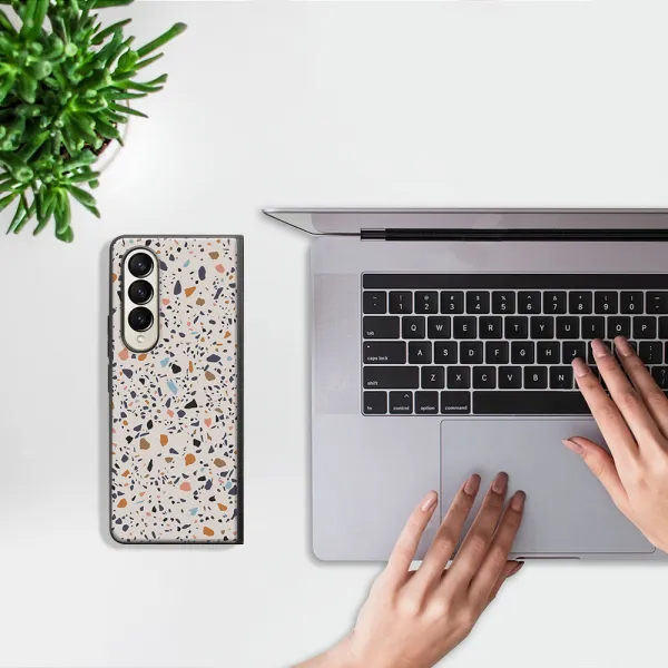 MY ART Ochranný kryt pre Samsung Galaxy Z Fold4 5G BEIGE TERRAZZO (162)