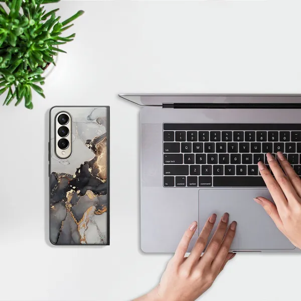 MY ART Ochranný kryt pre Samsung Galaxy Z Fold4 5G GREY MARBLE (140)