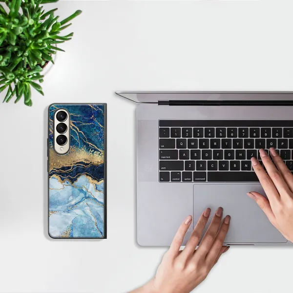 MY ART Ochranný kryt pre Samsung Galaxy Z Fold4 5G BLUE MARBLE (141)