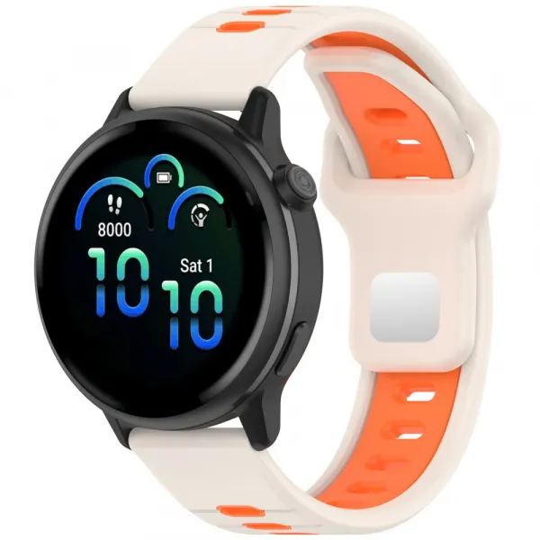 SPORTY Vymeniteľný silikónový remienok Garmin Vivoactive 5 / Vivoactive 6 bielo-oranžový