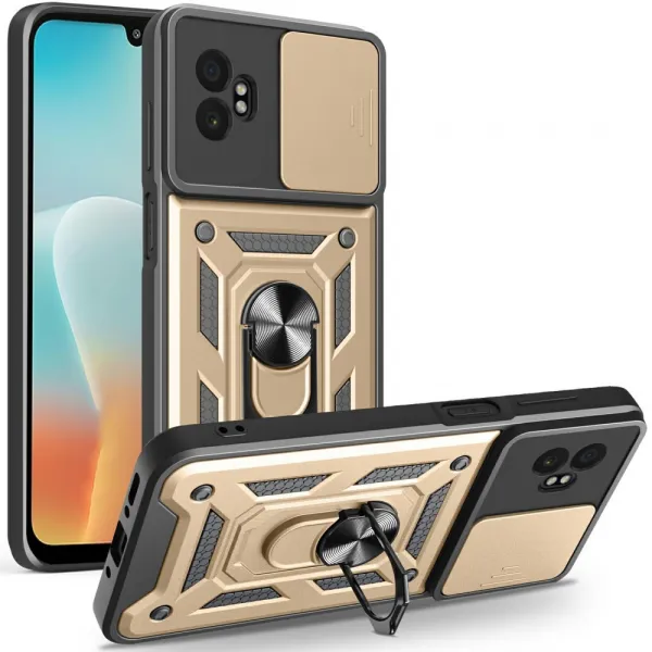 RING CAMERA Kryt s držiakom pre Samsung Galaxy Xcover 7 Pro zlatý