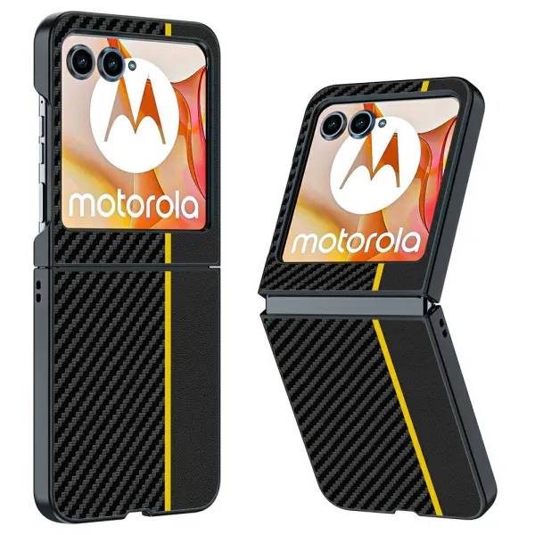 CARBON Ochranný obal pre Motorola Razr 60 / Razr 70 BLACK-YELLOW