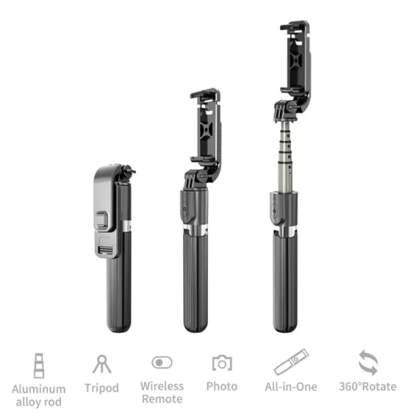L03 Bluetooth selfie tyč so statívom čierna