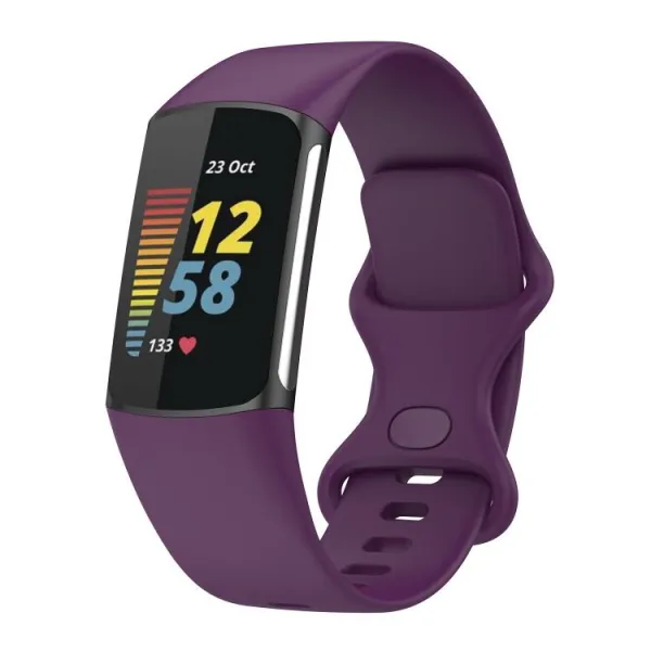 SILICONE Vymeniteľný remienok pre Fitbit Charge 6 / Charge 5 tmavofialový
