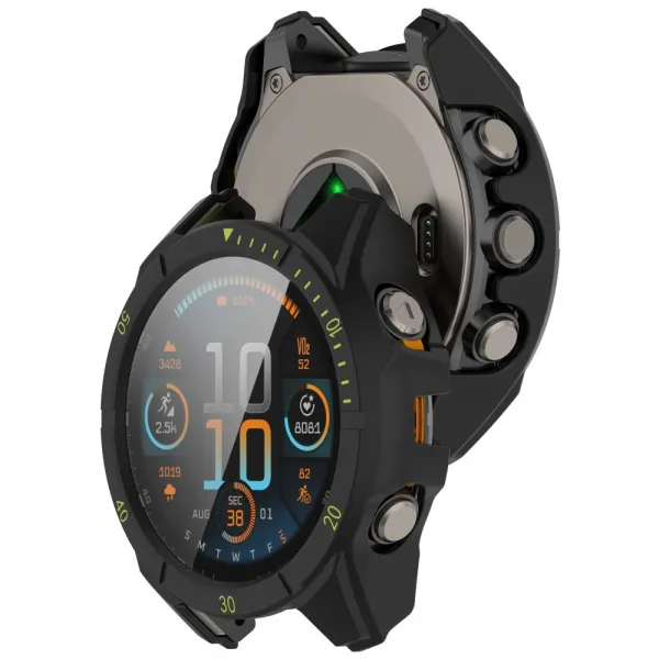 PC FULL COVER Plastový kryt so sklom pre Garmin Tactix 8 47mm BLACK-GREEN