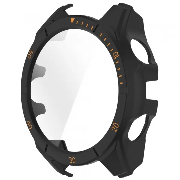 PC FULL COVER Plastový kryt so sklom pre Garmin Tactix 8 47mm BLACK-ORANGE