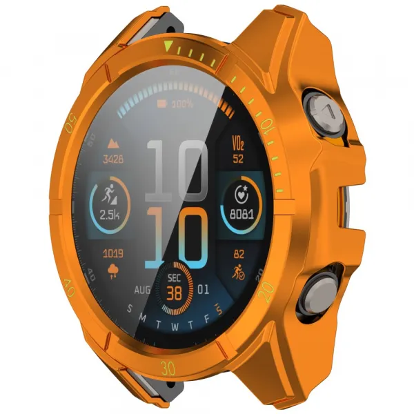 PC FULL COVER Plastový kryt so sklom pre Garmin Tactix 8 47mm ORANGE