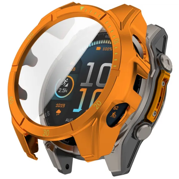 PC FULL COVER Plastový kryt so sklom pre Garmin Tactix 8 47mm ORANGE