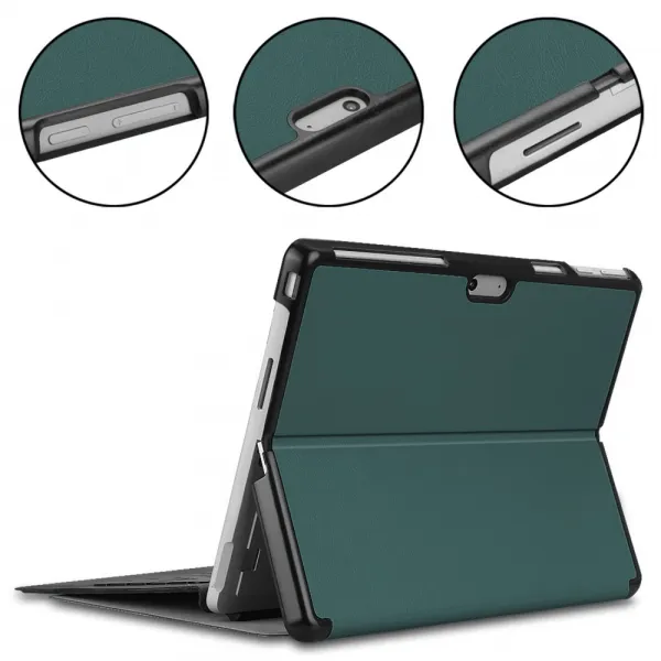 LEATHER Zaklápací kryt pre Microsoft Surface Pro 9 / 10 / 11 zelený