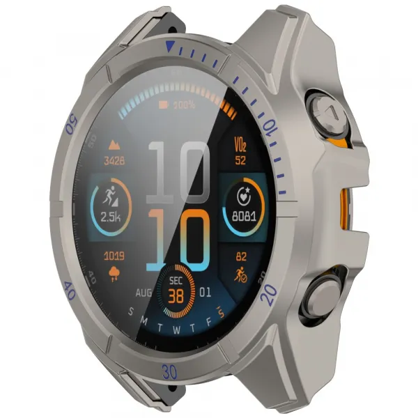 PC FULL COVER Plastový kryt so sklom pre Garmin Tactix 8 47mm TITANIUM
