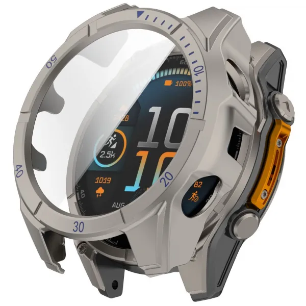PC FULL COVER Plastový kryt so sklom pre Garmin Tactix 8 47mm TITANIUM