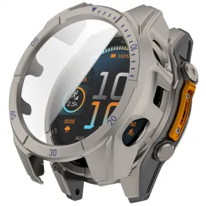 PC FULL COVER Plastový kryt so sklom pre Garmin Tactix 8 47mm TITANIUM