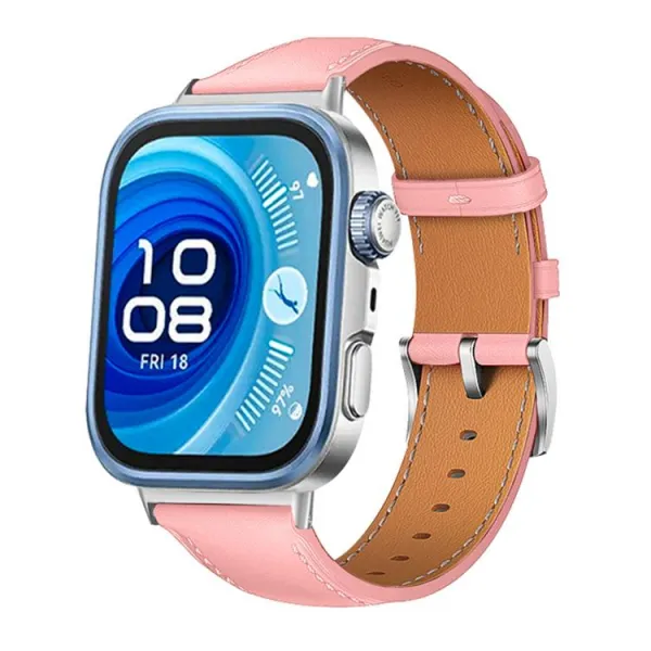 LEATHER Kožený remienok pre Huawei Watch Fit 3 / Fit 4 / Fit 4 Pro / Fit 5 / Fit 5 Pro svetloružový