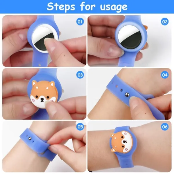BUDDY Detský remienok s vymeniteľným zvieratkom pre Apple AirTag ružový