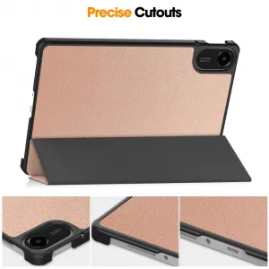 LEATHER Zaklápací kryt pre Xiaomi Redmi Pad 2 ružovo-zlatý