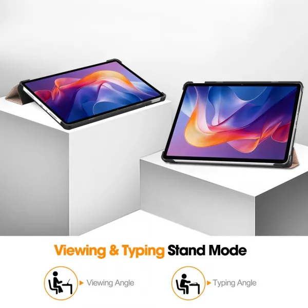 LEATHER Zaklápací kryt pre Xiaomi Redmi Pad 2 ružovo-zlatý